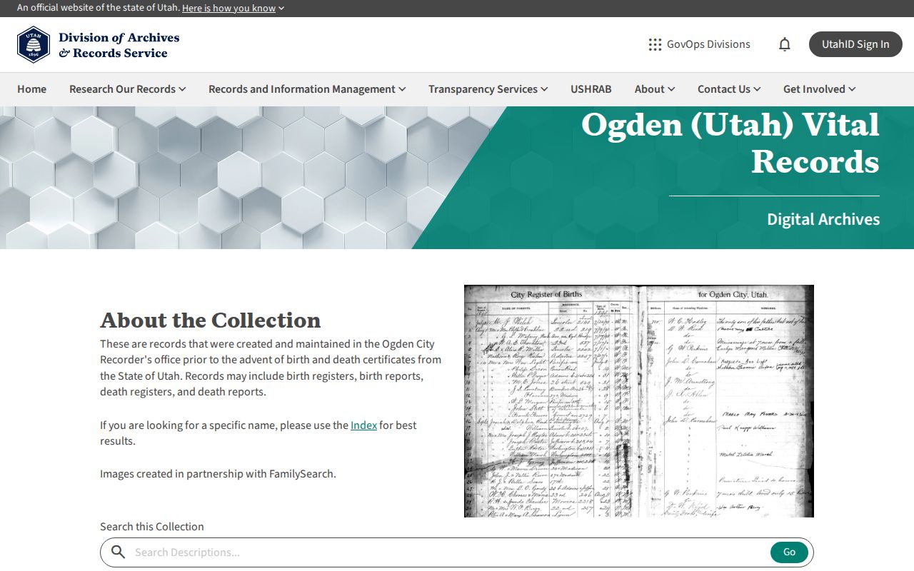 Weber County people search in historic Ogden vital registers