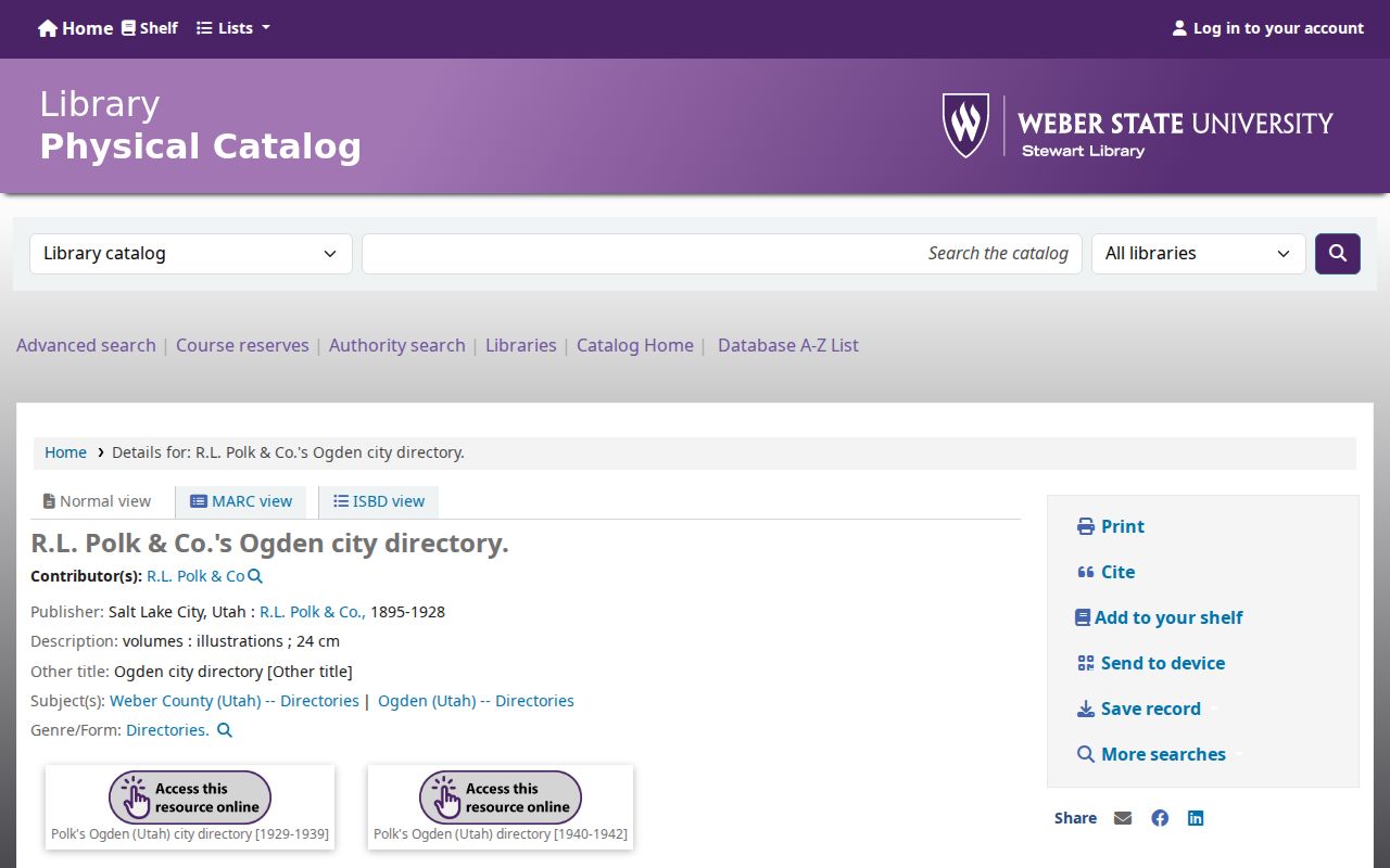 Polk holdings timeline for Weber County people directories