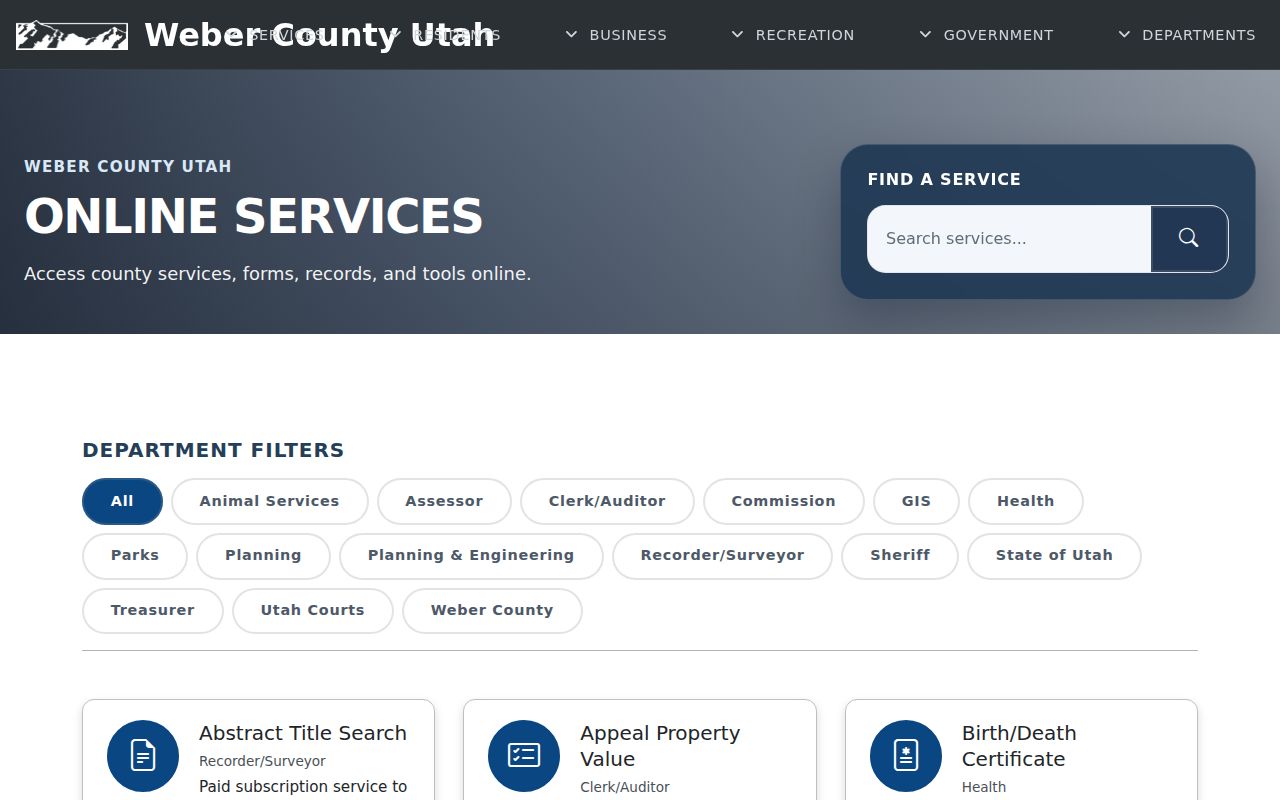 Weber County public records online services and GRAMA entry