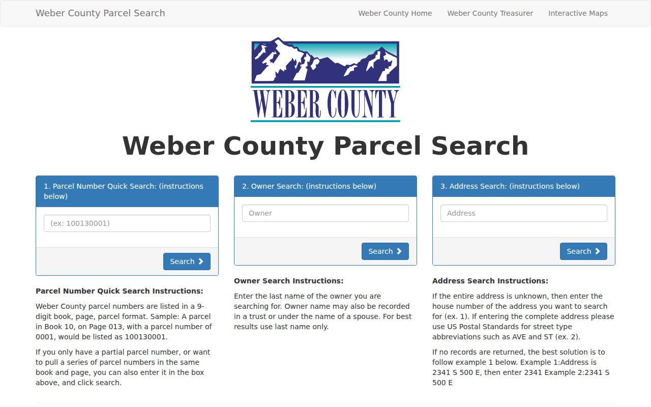 Weber County people search parcel interface